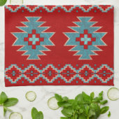 Südwest Mesas Rot und Türkis Geschirrtuch (Gefaltet)