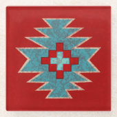 Südwest Mesas Rot und Türkis Glasuntersetzer (Vorderseite)