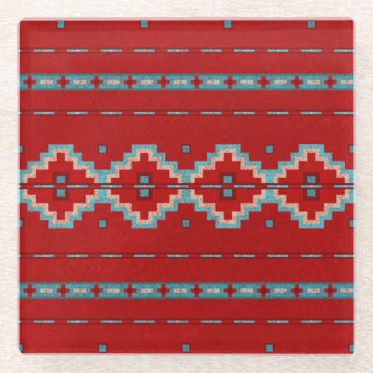 Südwest Mesas Rot und Türkis Glasuntersetzer (Vorderseite)