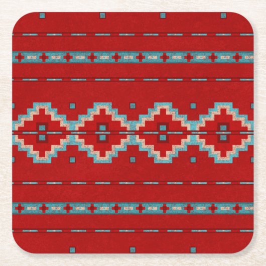 Südwest Mesas Rot und Türkis Rechteckiger Pappuntersetzer (Vorderseite)