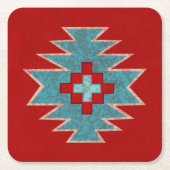 Südwest Mesas Rot und Türkis Rechteckiger Pappuntersetzer (Vorderseite)