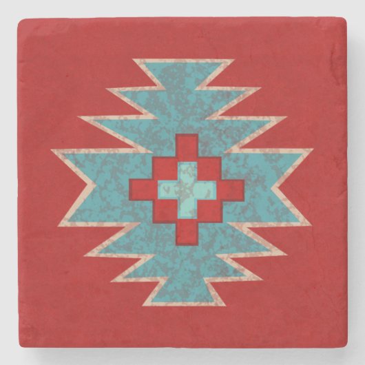 Südwest Mesas Rot und Türkis Steinuntersetzer (Vorderseite)