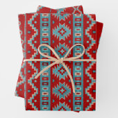 Südwest Mesas Türkis & Red Geometric Muster Geschenkpapier Set (Beispiel)