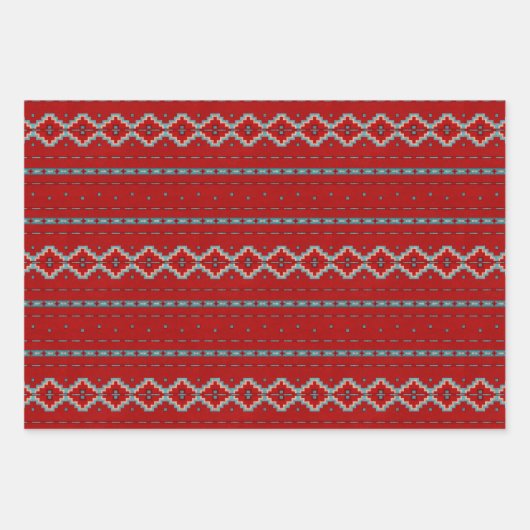 Südwest Mesas Türkis & Red Geometric Muster Geschenkpapier Set (Vorderseite 2)
