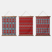 Südwest Mesas Türkis & Red Geometric Muster Wandteppich Mit Holzrahmen (Dreifach)