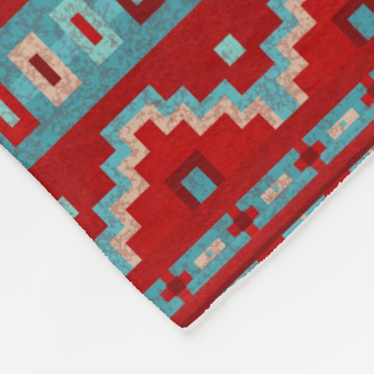 Südwest Mesas Türkis & Red Large Fleecedecke (Ecke)