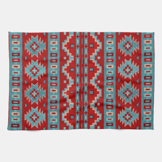 Südwest Mesas Türkis & Rot Geschirrtuch (Horizontal)