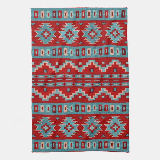 Südwest Mesas Türkis & Rot Geschirrtuch (Vertikal)