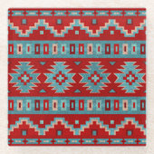 Südwest Mesas Türkis & Rot Glasuntersetzer (Vorderseite)