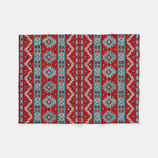 Südwest Mesas Türkis & Rot Klein Fleecedecke (Vorderseite (Horizontal))