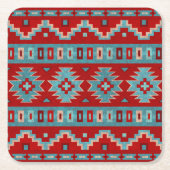 Südwest Mesas Türkis & Rot Rechteckiger Pappuntersetzer (Vorderseite)