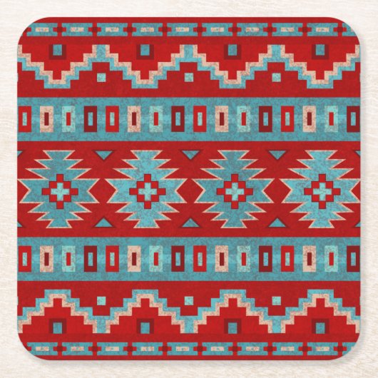 Südwest Mesas Türkis & Rot Rechteckiger Pappuntersetzer (Vorderseite)