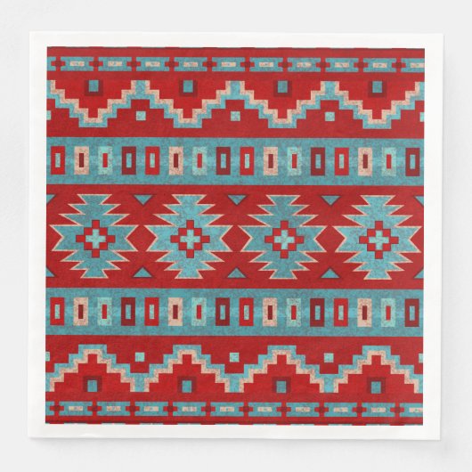 Südwest Mesas Türkis & Rot Serviette (Vorderseite)