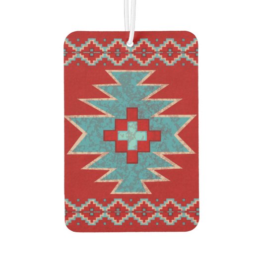 Südwest Mesas Türkis und Rotes Design Autolufterfrischer (Rückseite)