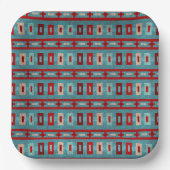 Südwest Mesas Turquoise & Red Retro Vibe Pattern Pappteller (Vorderseite)