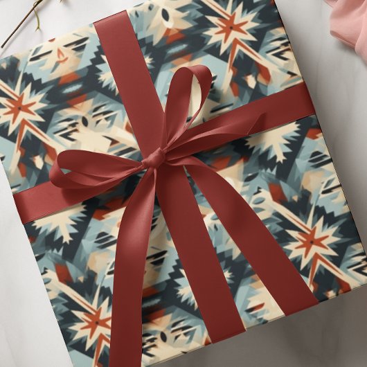 Südwest Modern Blue Adobe Muster Geschenkpapier