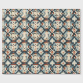 Südwest Modern Blue Adobe Muster Geschenkpapier (Flach)