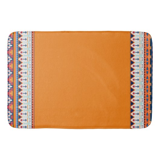 Südwest Muster Boho Rustic Orang & Blue Badematte (Vorderseite)