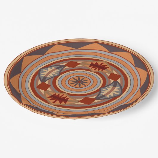 Südwest Muster Design Tan Pappteller (Schrägansicht)