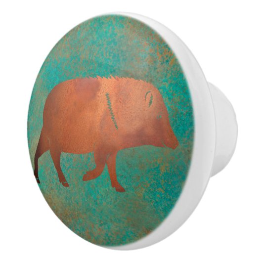 Südwest Niedlich Javelina Daddy Kupfer Aquamarin Keramikknauf (Rechts)