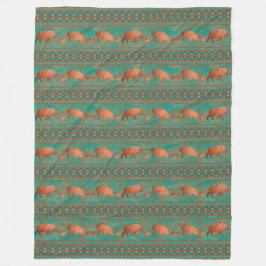 Südwest Niedlich Javelina Familie Kupfer Aquamarin Fleecedecke