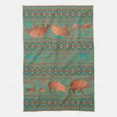 Südwest Niedlich Javelina Familie Kupfer Aquamarin Geschirrtuch (Vertikal)