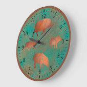 Südwest Niedlich Javelina Familie Kupfer Aquamarin Große Wanduhr (Winkel)