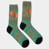 Südwest Niedlich Javelina Familie Kupfer Aquamarin Socken (Rechts)
