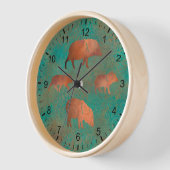 Südwest Niedlich Javelina Familie Kupfer Aquamarin Uhr (Winkel)