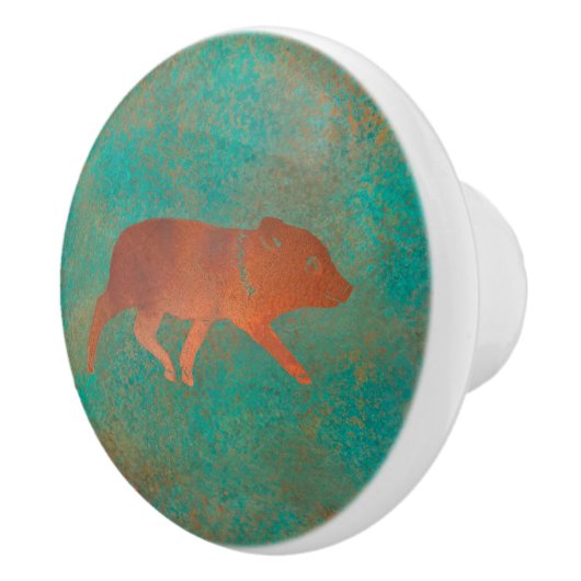 Südwest Niedlich Javelina Jugendkupfer Aquamarin Keramikknauf (Rechts)