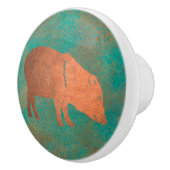 Südwest Niedlich Javelina Momma Kupfer Aquamarin Keramikknauf (Rechts)