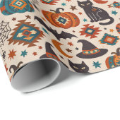 Südwest Orange Kürbis Halloween Geschenkpapier (Rolleneckpunkt)