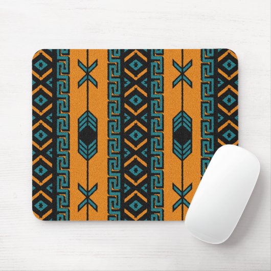 Südwest Orange Turquoise Tribal Aztec Design Mousepad (Mit Mouse)