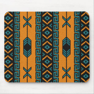Südwest Orange Turquoise Tribal Aztec Design Mousepad