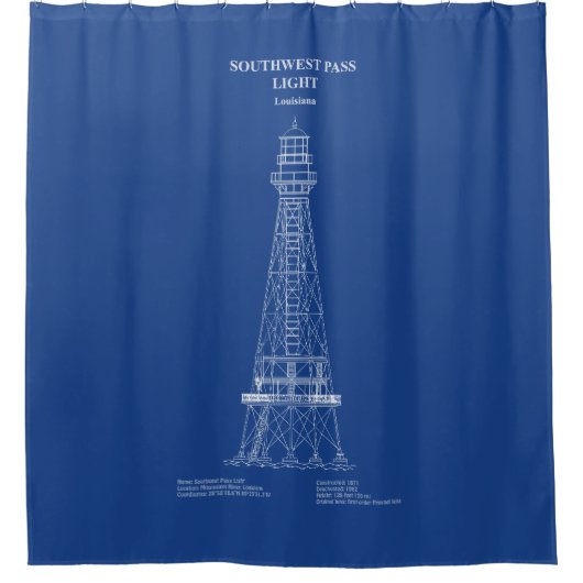 Südwest Pass Lighthouse - Louisiana - AD Duschvorhang (Vorderseite)