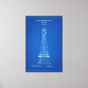 Südwest Pass Lighthouse - Louisiana - AD Leinwanddruck