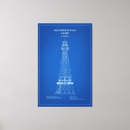 Südwest Pass Lighthouse - Louisiana - AD Leinwanddruck (Vorderseite)
