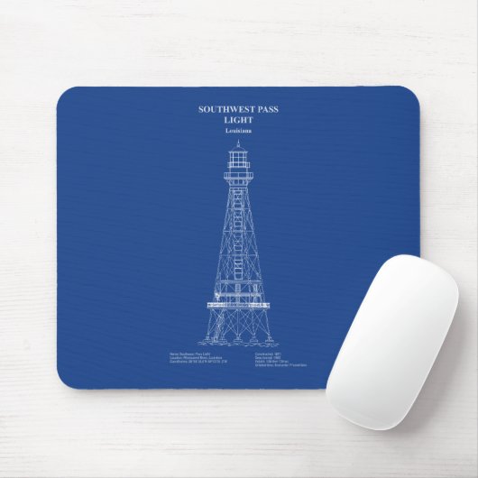 Südwest Pass Lighthouse - Louisiana - AD Mousepad (Mit Mouse)