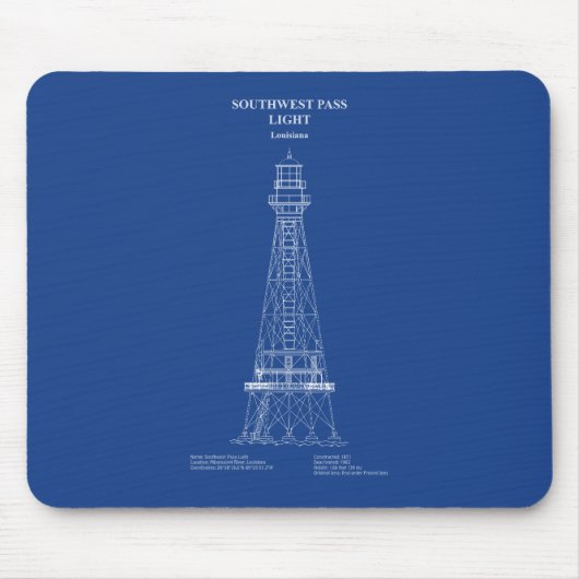 Südwest Pass Lighthouse - Louisiana - AD Mousepad (Vorne)