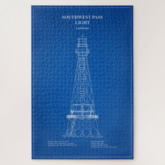 Südwest Pass Lighthouse - Louisiana - AD Puzzle (Vertikal)
