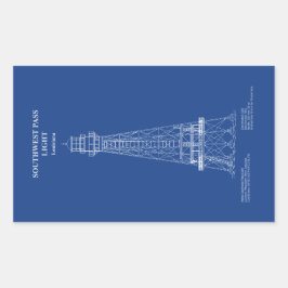 Südwest Pass Lighthouse - Louisiana - AD Rechteckiger Aufkleber