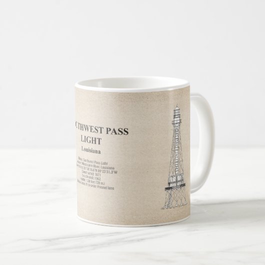 Südwest Pass Lighthouse - Louisiana - SBD Kaffeetasse (VorderseiteRechts)
