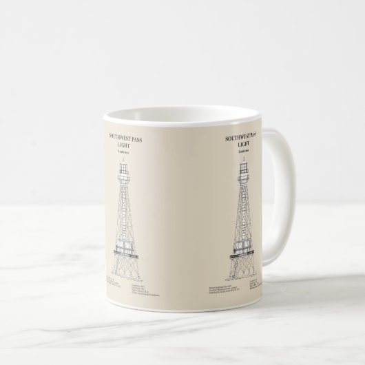 Südwest Pass Lighthouse - Louisiana - SBD Kaffeetasse (VorderseiteRechts)