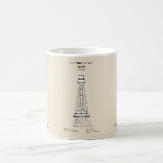Südwest Pass Lighthouse - Louisiana - SBD Kaffeetasse (Mittel)
