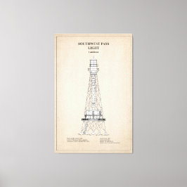 Südwest Pass Lighthouse - Louisiana - SBD Leinwanddruck