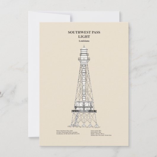 Südwest Pass Lighthouse - Louisiana - SBD Mitteilungskarte (Vorderseite)