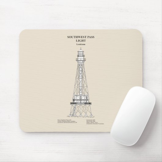Südwest Pass Lighthouse - Louisiana - SBD Mousepad (Mit Mouse)