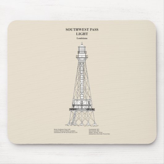 Südwest Pass Lighthouse - Louisiana - SBD Mousepad (Vorne)