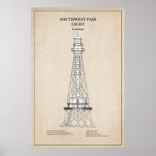 Südwest Pass Lighthouse - Louisiana - SBD Poster