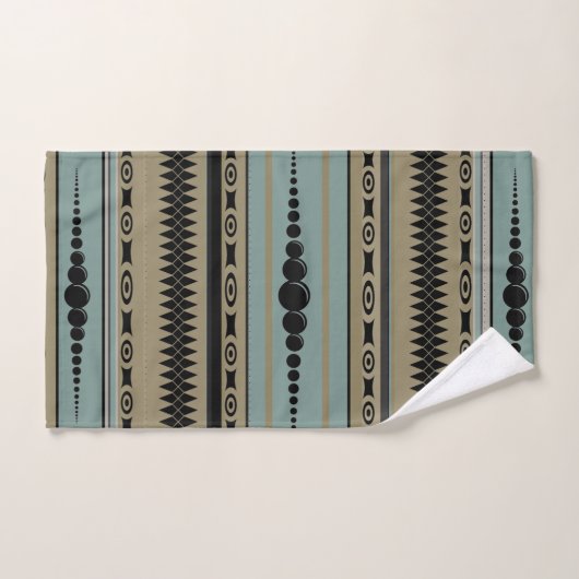 Südwest Pattern Taupe, Aquamarin, grau, schwarz Badhandtuch Set (Handtuch)